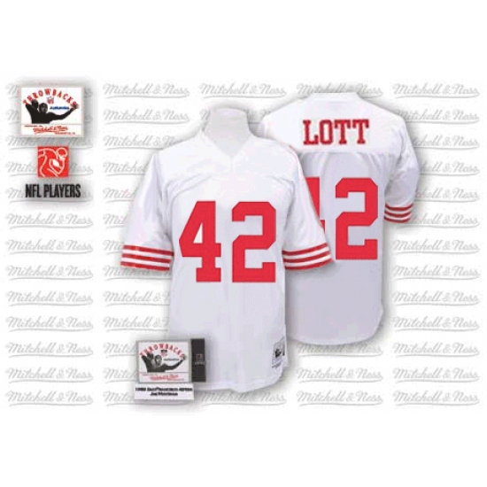 Mitchell and Ness San Francisco 49ers #42 Ronnie Lott Authentic White Throwback NFL Jersey - Ujersey