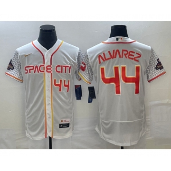 Men's Houston Astros #44 Yordan Alvarez Number White 2023 City Connect Flex Base Stitched Jersey1 - Ujersey