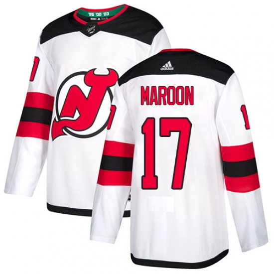 Men's Adidas New Jersey Devils #17 Patrick Maroon Authentic White Away NHL Jersey - Ujersey