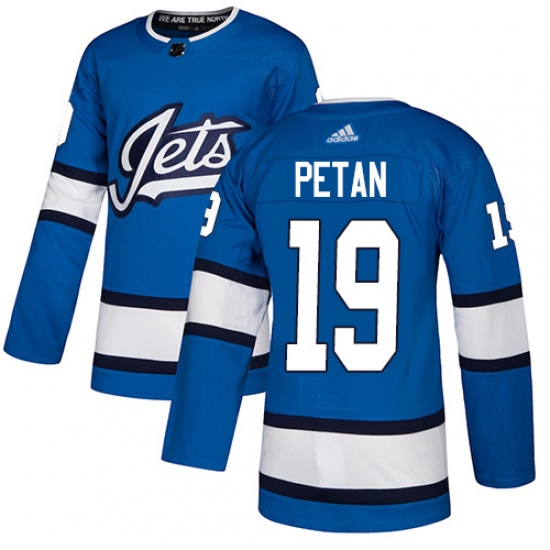 Men's Adidas Winnipeg Jets #19 Nic Petan Authentic Blue Alternate NHL Jersey - Ujersey