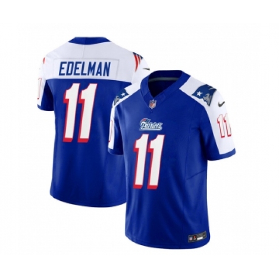 Men's Nike New England Patriots #11 Julian Edelman Blue White 2023 F.U.S.E. Vapor Limited Football Stitched Jersey - Ujersey