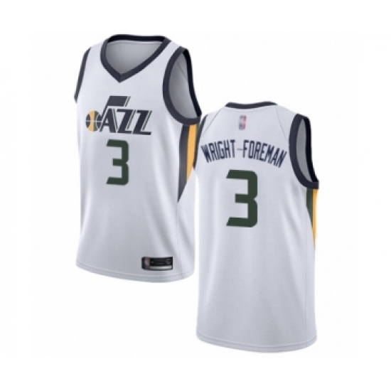Women's Utah Jazz #3 Justin Wright-Foreman Swingman White Basketball Jersey - Association Edition - Ujersey
