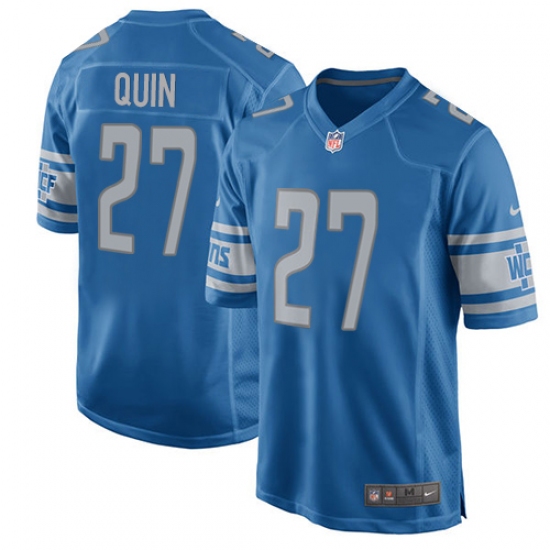 Men's Nike Detroit Lions #27 Glover Quin Game Light Blue Team Color NFL Jersey