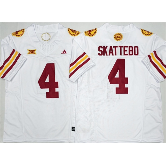 Men's Arizona State Sun Devils #4 Cam Skattebo White 2025 F.U.S.E. Vapor Limited Stitched Jersey - Ujersey