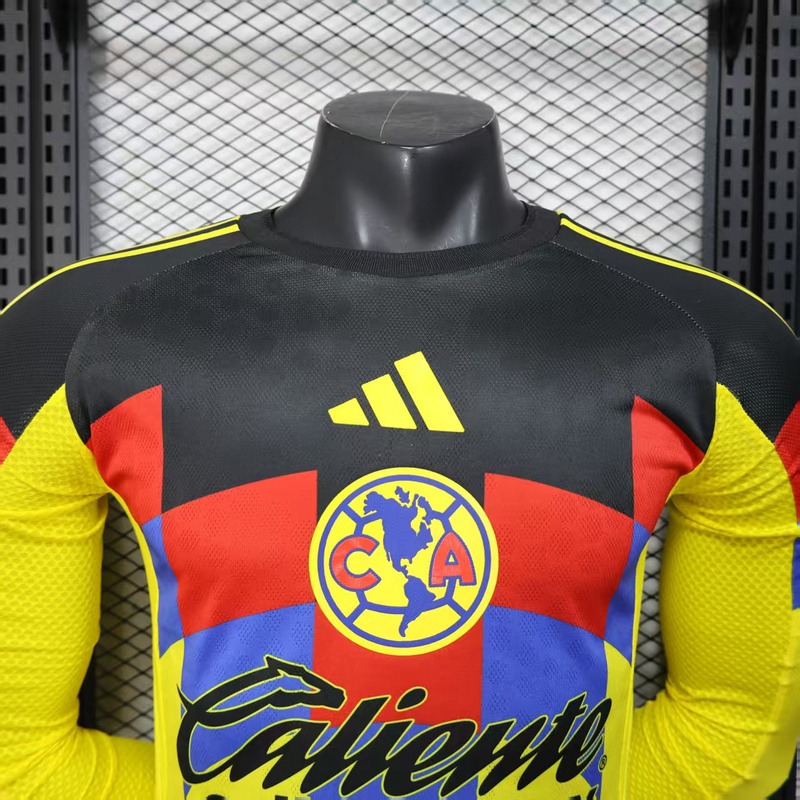 Club America Soccer Jersey Home Long Sleeve Shirt 2025/26 - Ujersey NHL