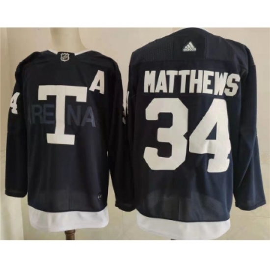 Men's Toronto Maple Leafs 34 Auston Matthews Navy 2022 NHL Heritage Classic Adidas Jersey - Ujersey