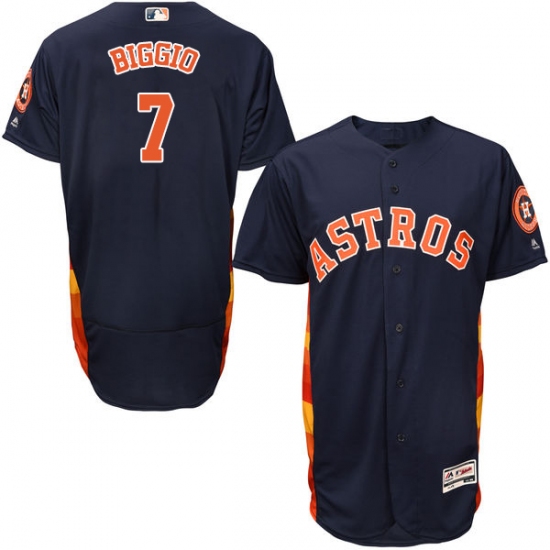 Men's Majestic Houston Astros #7 Craig Biggio Navy Blue Alternate Flex Base Authentic Collection MLB Jersey - Ujersey