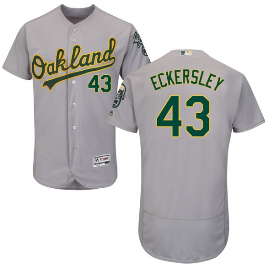 Men's Majestic Oakland Athletics #43 Dennis Eckersley Grey Road Flex Base Authentic Collection MLB Jersey - Ujersey
