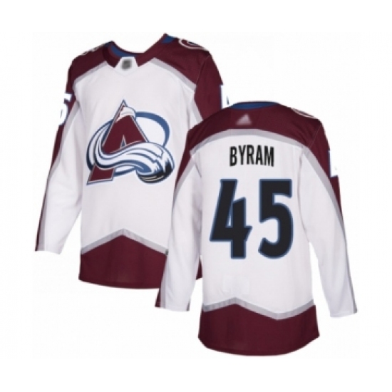Men's Colorado Avalanche #45 Bowen Byram Authentic White Away Hockey Jersey - Ujersey