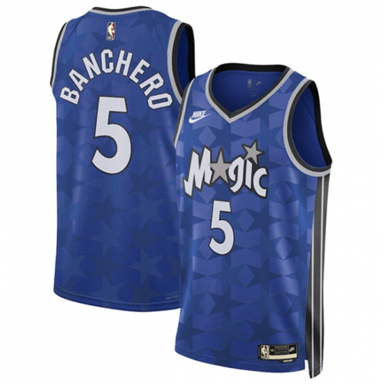 Men's Orlando Magic #5 Paolo Banchero Blue 2023-24 Classic Edition Stitched Basketball Jersey - Ujersey