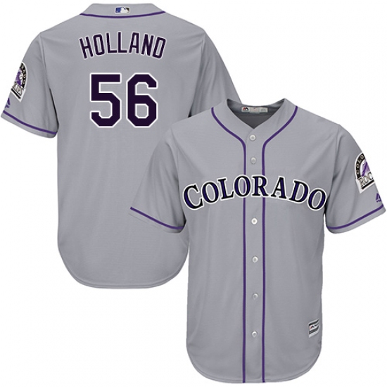 Men's Majestic Colorado Rockies #56 Greg Holland Replica Grey Road Cool Base MLB Jersey - Ujersey
