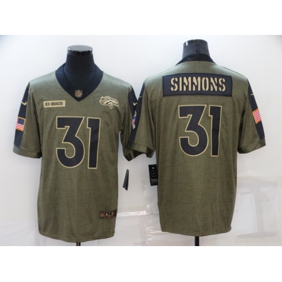 Men's Denver Broncos #31 Justin Simmons Nike Olive 2021 Salute To Service Limited Player Jersey - Ujersey