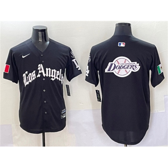Men's Los Angeles Dodgers Team Big Logo Black Mexico 2025 LA Gothic Style With Fernando Vapor Premier Limited Stitched Baseball Jersey - Ujersey