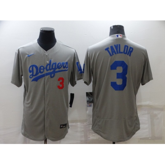Men's Nike Los Angeles Dodgers #3 Chris Taylor Gray Elite Jersey - Ujersey