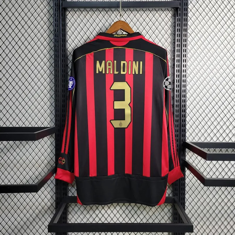 Maldini #3 AC Milan Retro Soccer Jersey Home Long Sleeve Shirt 2006/07 - Ujersey NHL