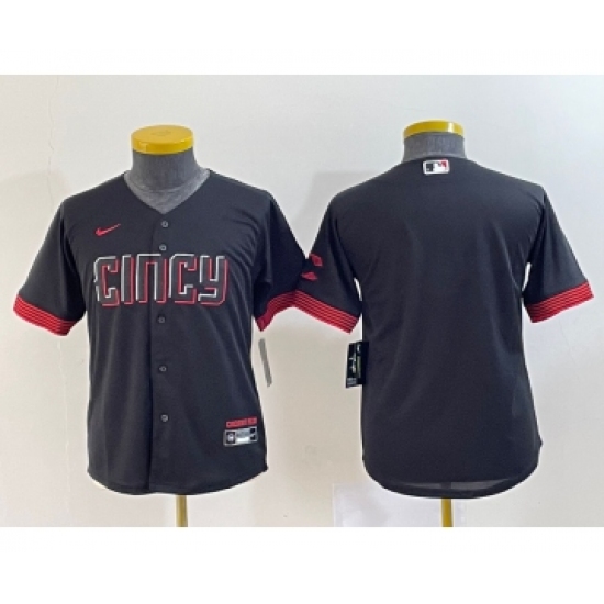 Youth Cincinnati Reds #11 Barry Larkin Black 2023 City Connect Cool Base Stitched Jersey - Ujersey
