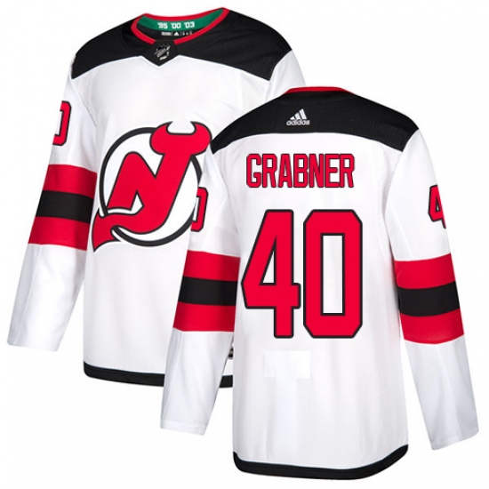 Men's Adidas New Jersey Devils #40 Michael Grabner Authentic White Away NHL Jersey - Ujersey