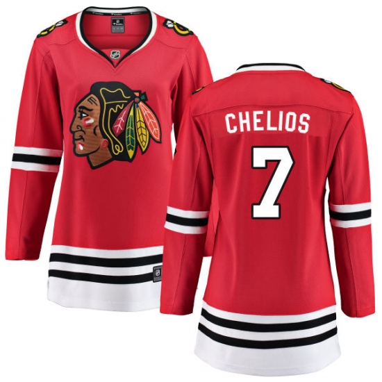 Women's Chicago Blackhawks #7 Chris Chelios Fanatics Branded Red Home Breakaway NHL Jersey - Ujersey