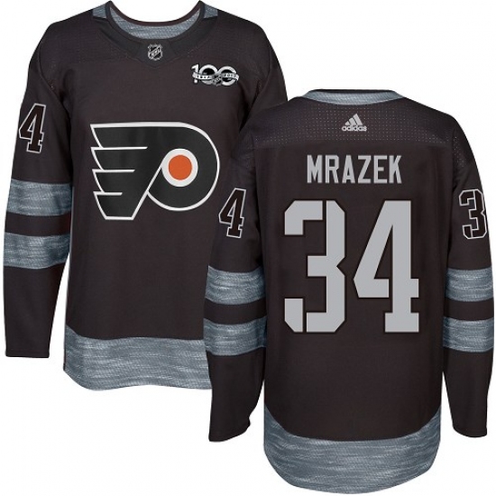 Men's Adidas Philadelphia Flyers #34 Petr Mrazek Premier Black 1917-2017 100th Anniversary NHL Jersey - Ujersey