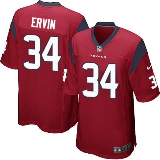 Men's Nike Houston Texans #34 Tyler Ervin Game Red Alternate NFL Jersey - Ujersey