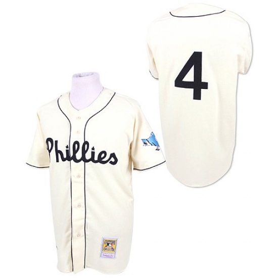 Men's Mitchell and Ness Philadelphia Phillies #4 Jimmy Foxx Authentic White Throwback MLB Jersey - Ujersey