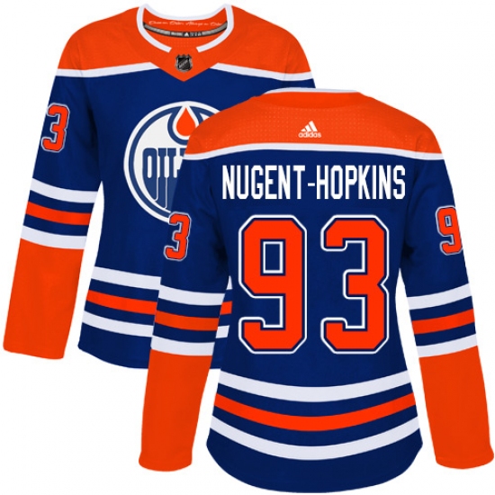 Women's Adidas Edmonton Oilers #93 Ryan Nugent-Hopkins Authentic Royal Blue Alternate NHL Jersey - Ujersey