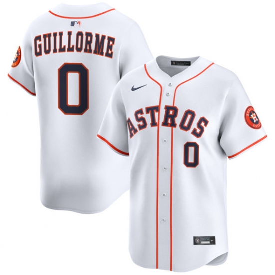 Men's Houston Astros #0 Luis Guillorme White 2025 Home Limited Stitched Baseball Jersey - Ujersey