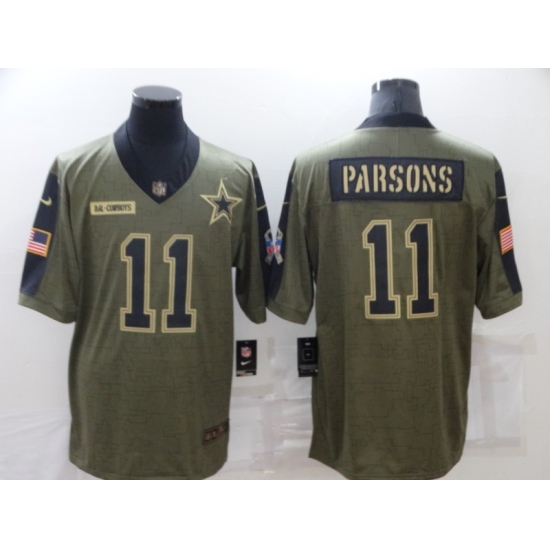 Men's Dallas Cowboys #11 Micah Parsons Gold 2021 Salute To Service Limited Player Jersey - Ujersey