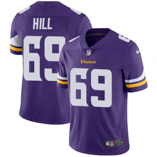 Men's Nike Minnesota Vikings #69 Rashod Hill Purple Team Color Vapor Untouchable Limited Player NFL Jersey - Ujersey
