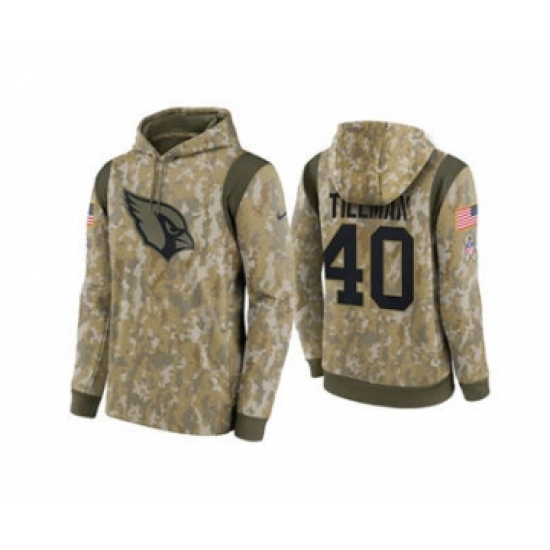 Men's Arizona Cardinals #40 Pat Tillman Camo 2021 Salute To Service Therma Performance Pullover Football Hoodie - Ujersey
