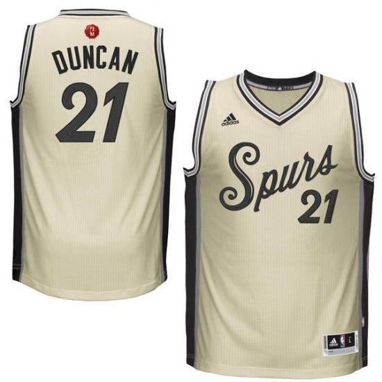 Youth Adidas San Antonio Spurs #21 Tim Duncan Swingman Cream 2015-16 Christmas Day NBA Jersey - Ujersey