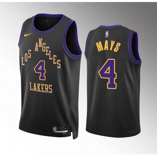 Men's Los Angeles Lakers #4 Skylar Mays Black 2023-24 City Edition Stitched Basketball Jersey - Ujersey