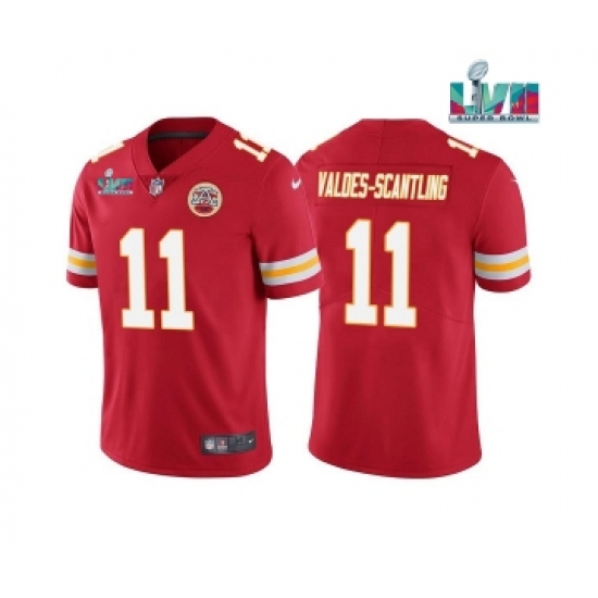 Men's Kansas City Chiefs #11 Marquez Valdes-Scantling Red Super Bowl LVII Patch Vapor Untouchable Limited Stitched Jersey - Ujersey