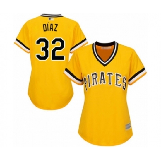 Women's Pittsburgh Pirates #32 Elias Diaz Authentic Gold Alternate Cool Base Baseball Player Jersey - Ujersey