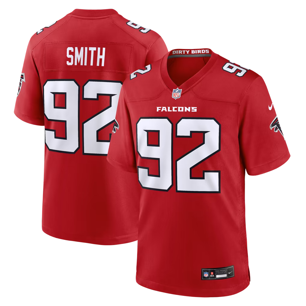 Men's Atlanta Falcons Maason Smith Nike Red Team Game Jersey