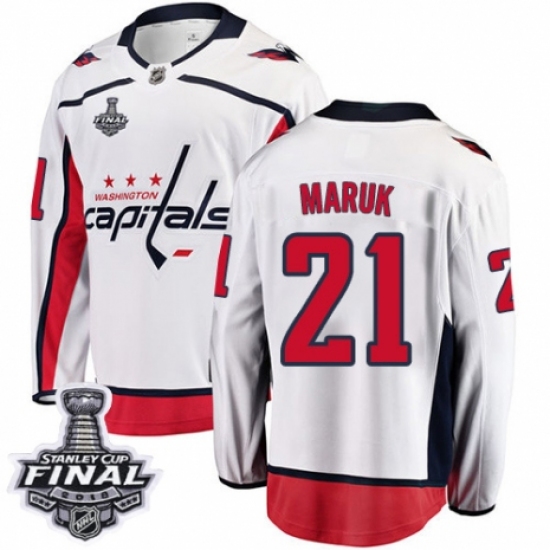 Men's Washington Capitals #21 Dennis Maruk Fanatics Branded White Away Breakaway 2018 Stanley Cup Final NHL Jersey - Ujersey