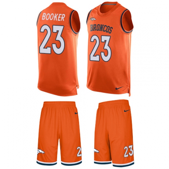 Men's Nike Denver Broncos #23 Devontae Booker Limited Orange Tank Top Suit NFL Jersey - Ujersey