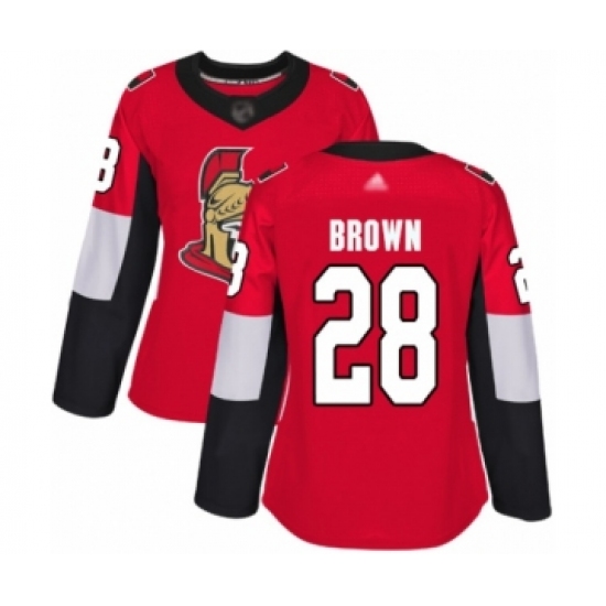 Women's Ottawa Senators #28 Connor Brown Authentic Red Home Hockey Jersey - Ujersey