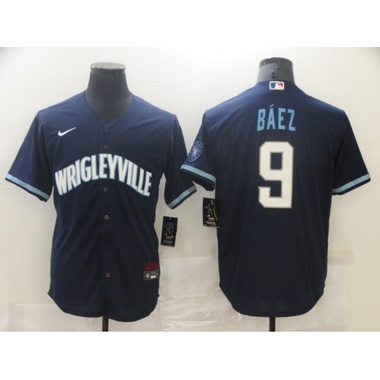 Men's Nike Chicago Cubs #9 Javier Baez Navy Royal Alternate Stitched Baseball Jersey - Ujersey