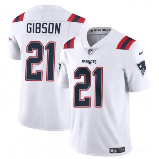 Men's New England Patriots #21 Antonio Gibson White Vapor Limited Football Stitched Jersey - Ujersey