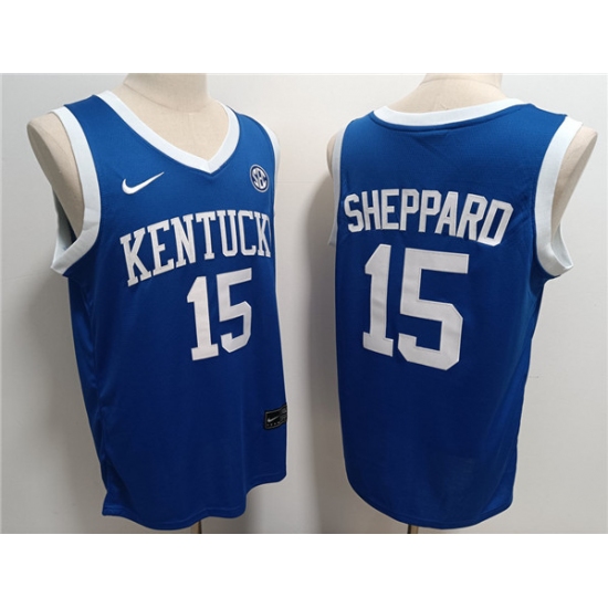 Men's Kentucky Wildcats #15 Reed Sheppard Blue Stitched Jersey - Ujersey