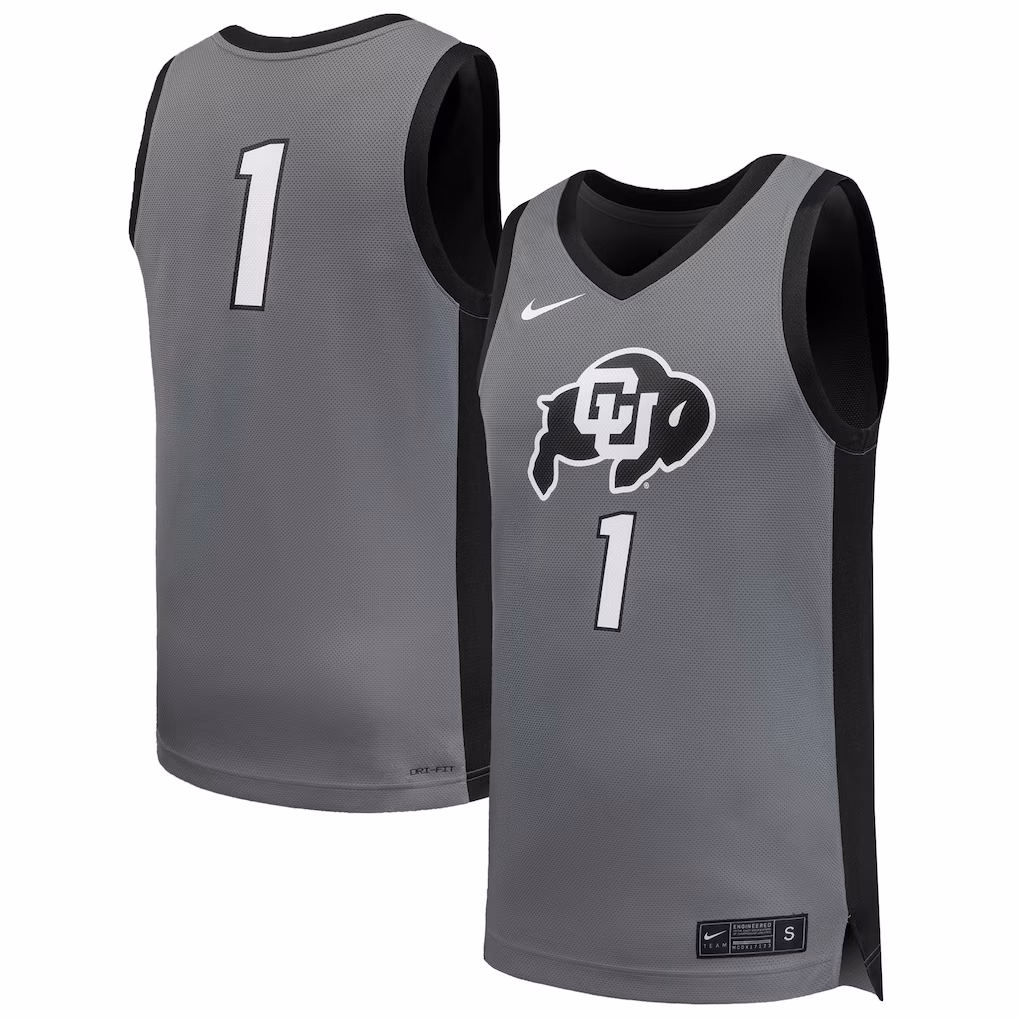 Men's Nike #1 Gray Colorado Buffaloes Replica Basketball Jersey - SUjersey01