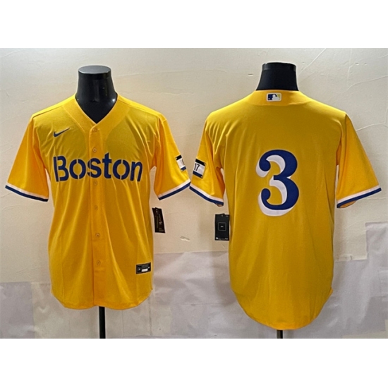Men's Boston Red Sox #3 Ceddanne Rafaela Gold City Connect Stitched Baseball Jersey - Ujersey