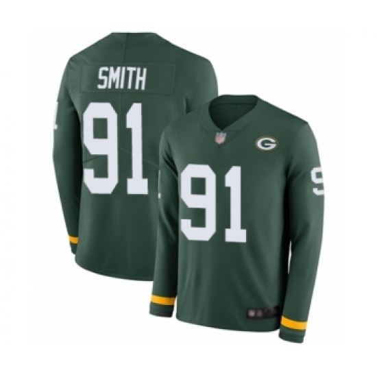 Youth Green Bay Packers #91 Preston Smith Limited Green Therma Long Sleeve Football Jersey - Ujersey