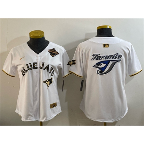 Youth Toronto Blue Jays Team Big Logo White Gold 2025 American League Champions Limited Stitched Jersey - Ujersey