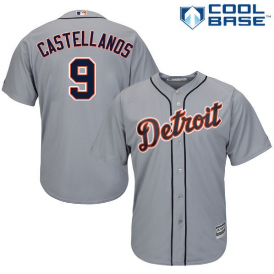 Men's Majestic Detroit Tigers #9 Nick Castellanos Replica Grey Road Cool Base MLB Jersey - Ujersey
