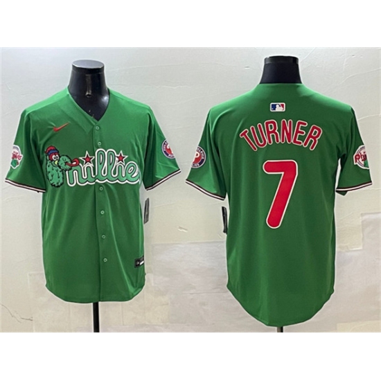 Men's Philadelphia Phillies #7 Trea Turner Green Phanatic Limited Stitched Jersey - Ujersey