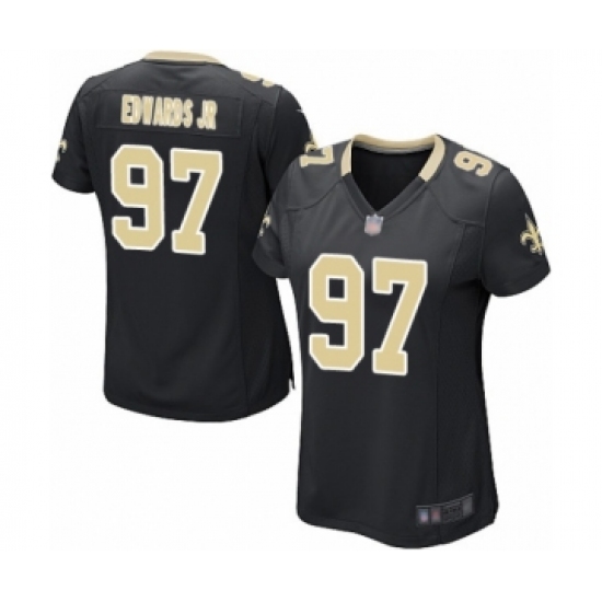 Women's New Orleans Saints #97 Mario Edwards Jr Game Black Team Color Football Jersey - Ujersey