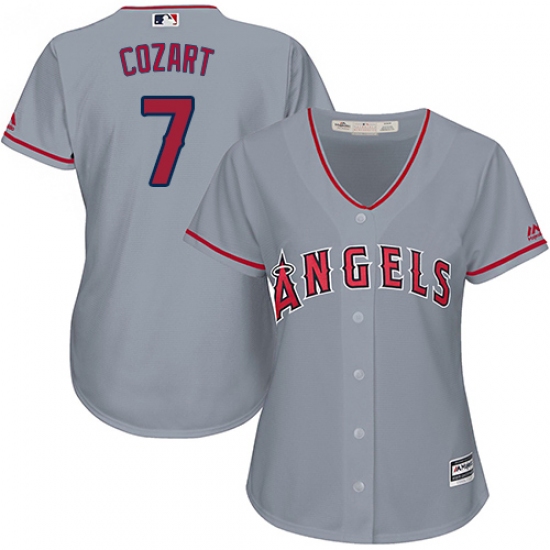 Women's Majestic Los Angeles Angels of Anaheim #7 Zack Cozart Replica Grey Road Cool Base MLB Jersey - Ujersey