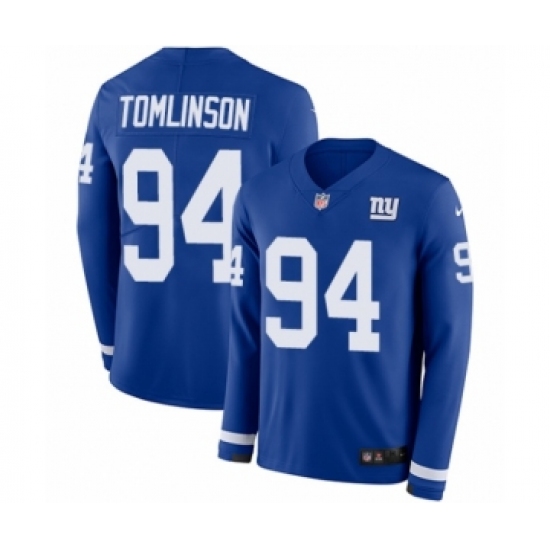 Men's Nike New York Giants #94 Dalvin Tomlinson Limited Royal Blue Therma Long Sleeve NFL Jersey - Ujersey